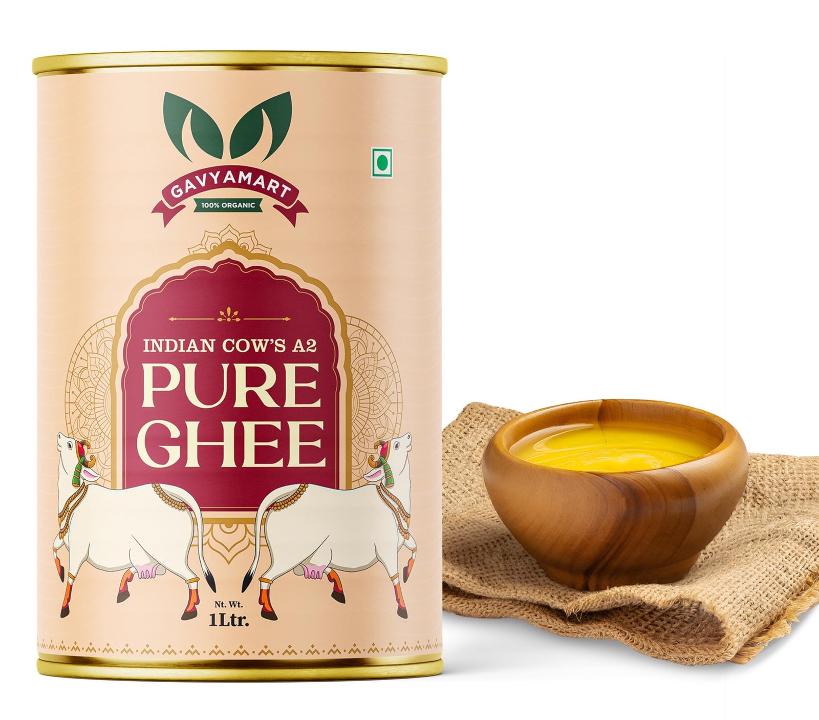 Gavyamart Indian A2 Cow Ghee 100% Pure Non GMO - Made of kankrej Organic Cow Ghee (1L) - Image 3