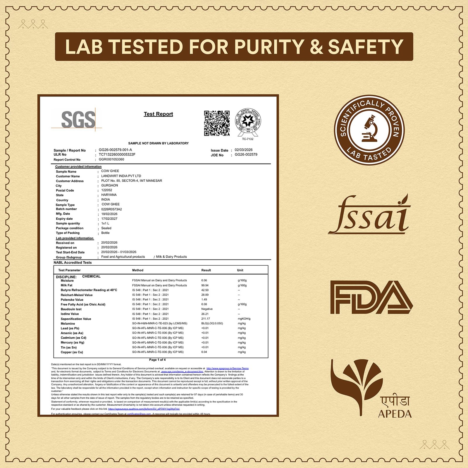 BAROSI A2 Desi Cow Ghee 1L | Lab Tested | Grass-Fed | Bilona | Glass Jar - Image 2