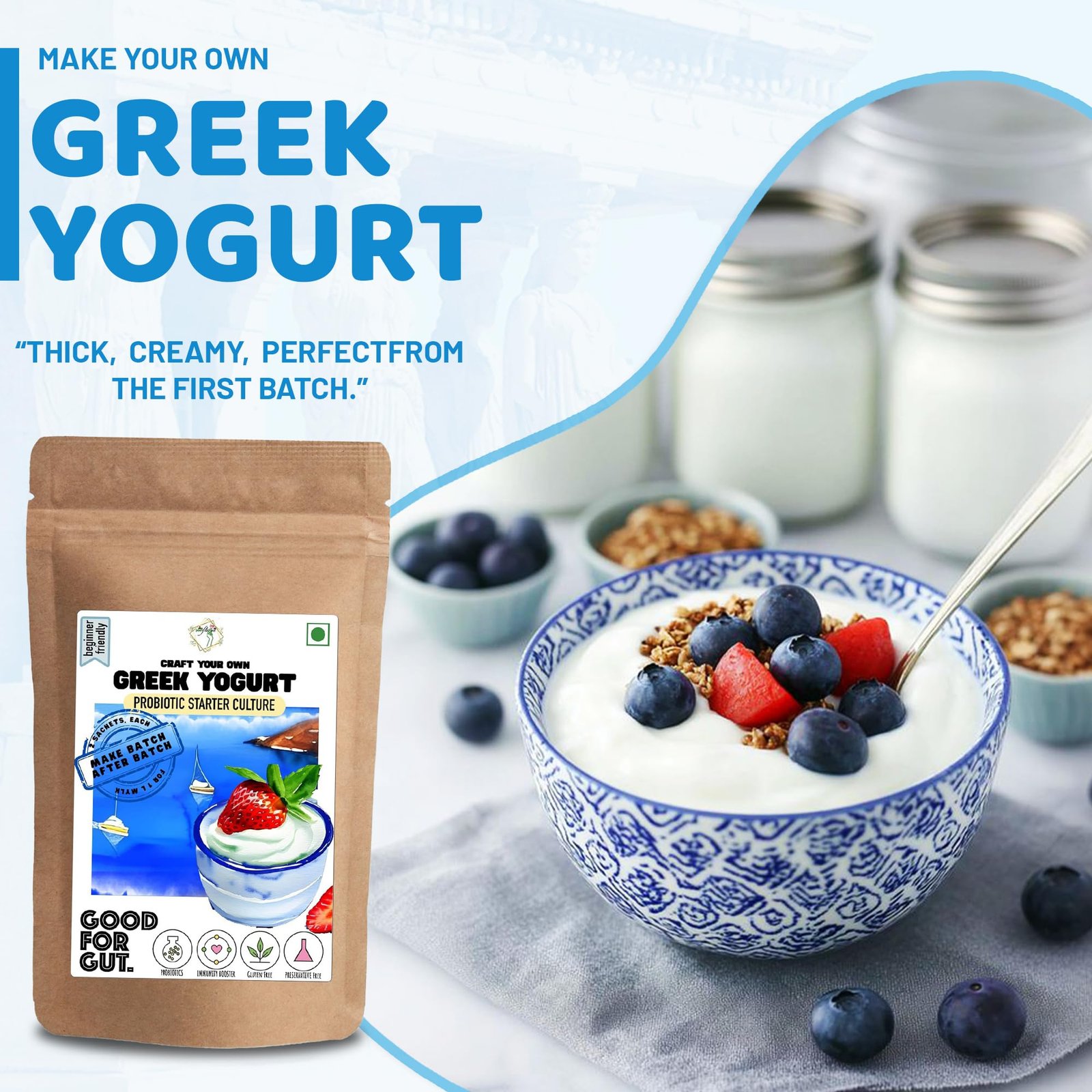 Alla's Posh Flavors Greek Yogurt Culture | Thick, Creamy, Nutrient Rich | 100% Veg | Make Protein Rich Greek Yogurt at Home Easily (Greek Yogurt)| Amazing Consistency from the FIRST BATCH ITSELF | Make BATCH-AFTER-BATCH | Lab Tested Cultures - Image 3