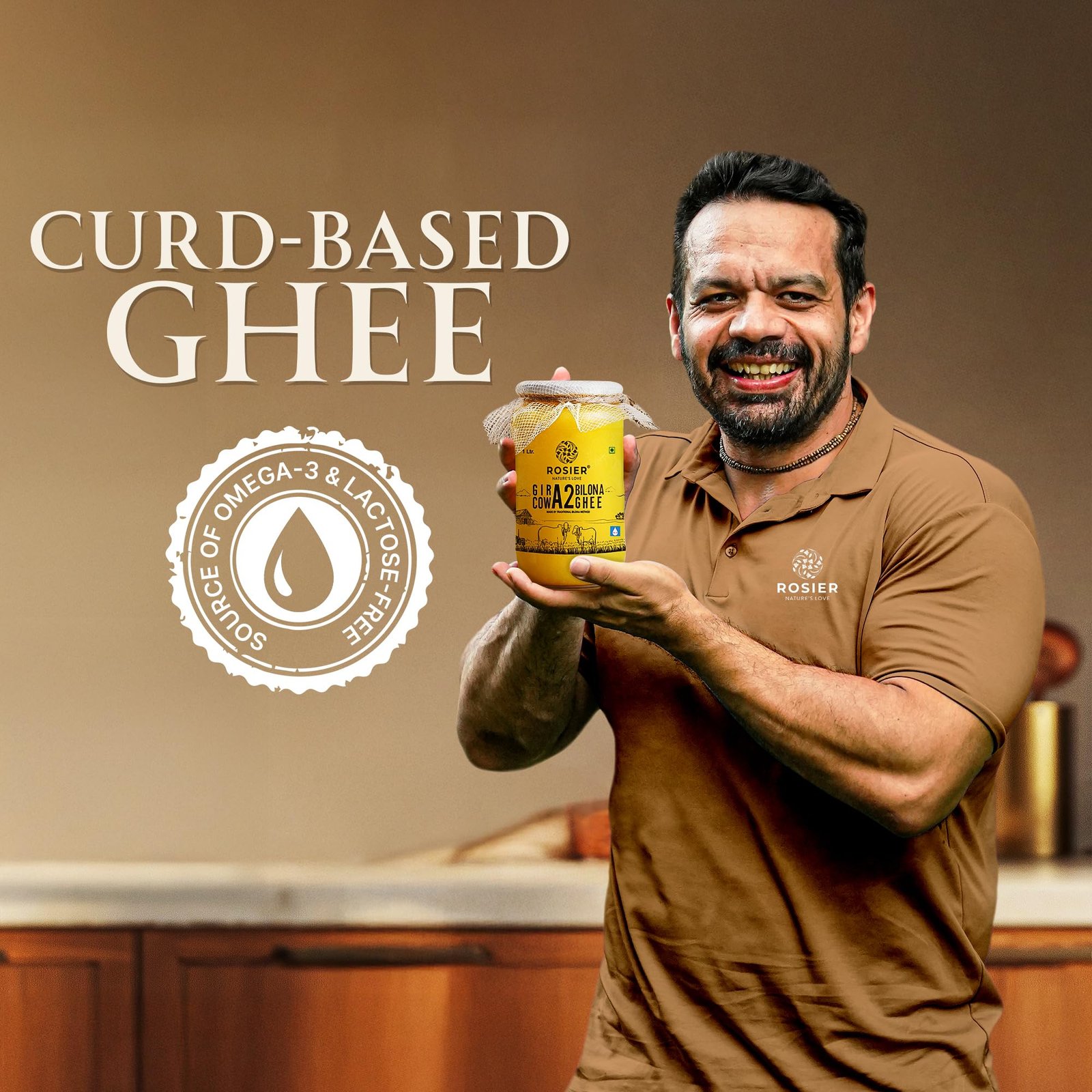 ROSIER A2 Gir Cow Ghee (1 litre) | Traditional Bilona Method A2 Gir Cow Ghee | Grassfed, Pure and Healthy Desi Cow Ghee (Glass Bottle - 1000 ML) - Image 2