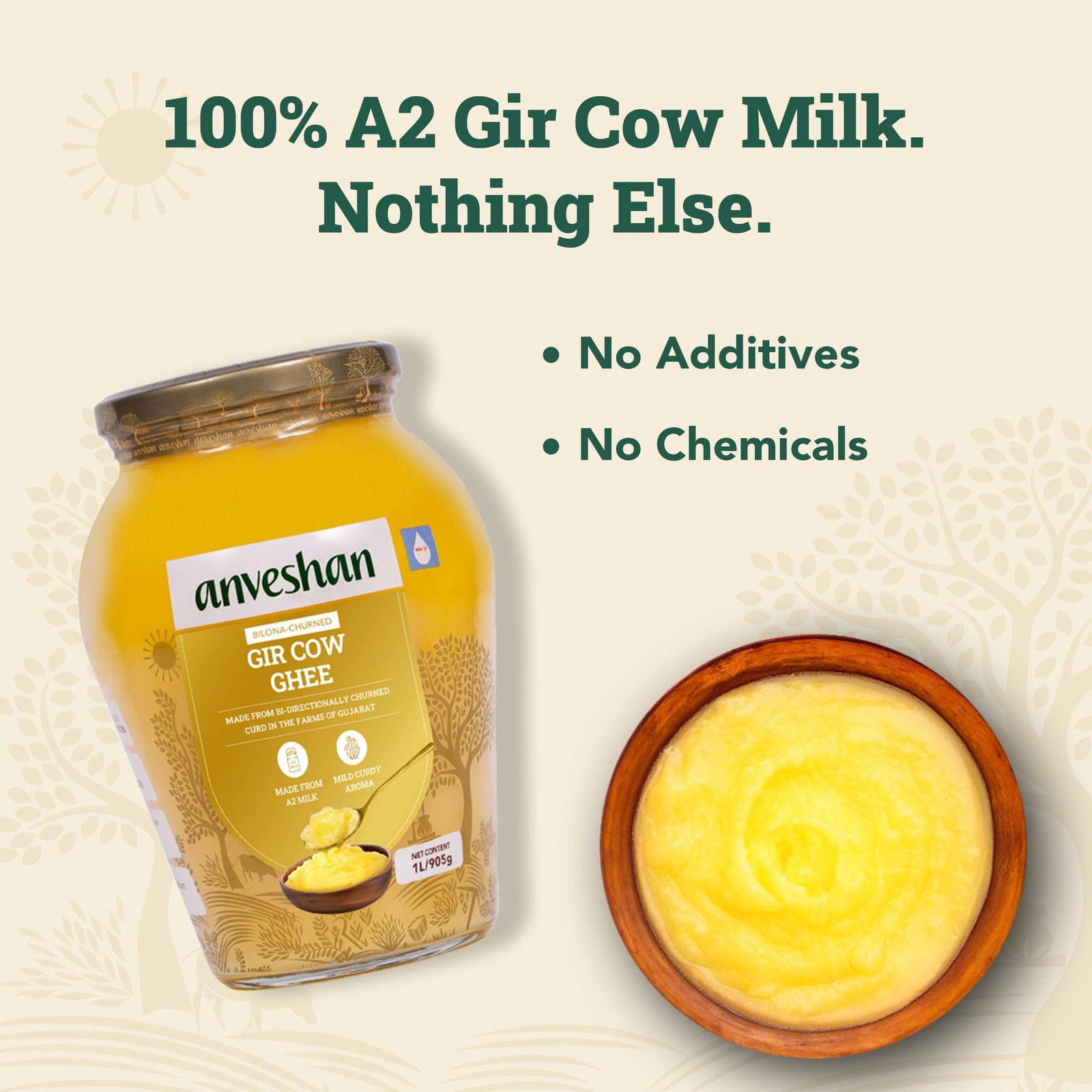Anveshan A2 Gir Cow Ghee Bilona Method 1Liter, Traditional Bilona Method, Cultured, Immunity Booster, Pure, Natural, Healthy, Fresh, Lactose And Gluten Free - Image 7