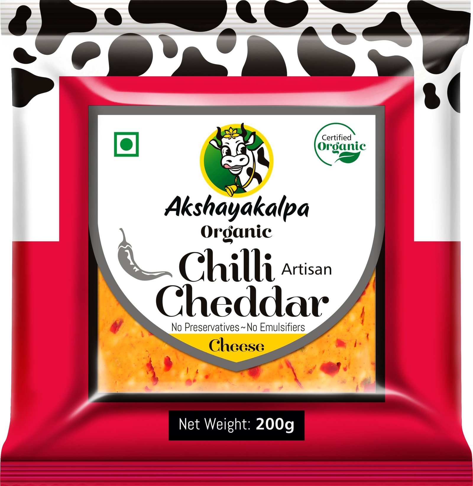 Akshayakalpa - Handcrafted Artisan Organic Chilli Cheddar 200g