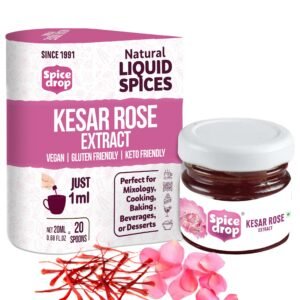 Spice Drop Saffron Kesar Rose Natural Extract | For Milk, Shakes, Lassi, Sweets, and Desserts | Vegan | Authentic | 20 ML (Flavours 20-22 Portions)